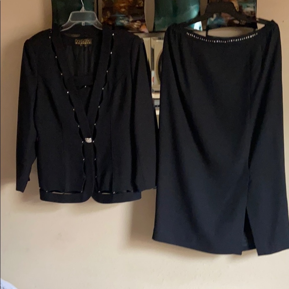2 piece rhinestone studded dresses skirt suit (EUC